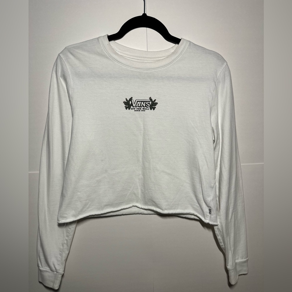 Vans White Long Sleeve Crop Top